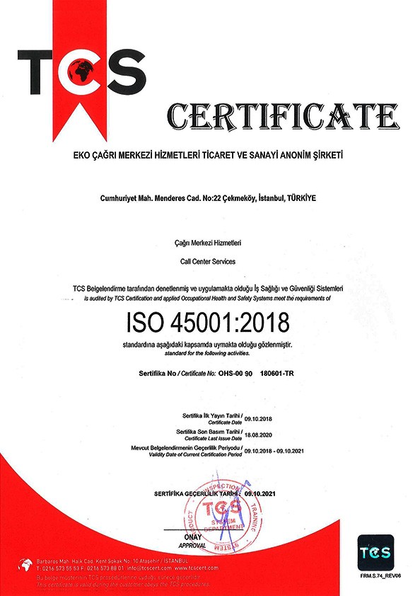 ISO 45001:2018 İş Sağlığı ve Güvenliği Sistemi